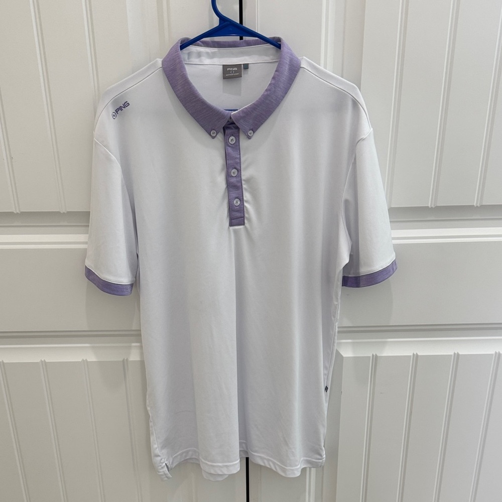 Ping White Polo with Purple Detail